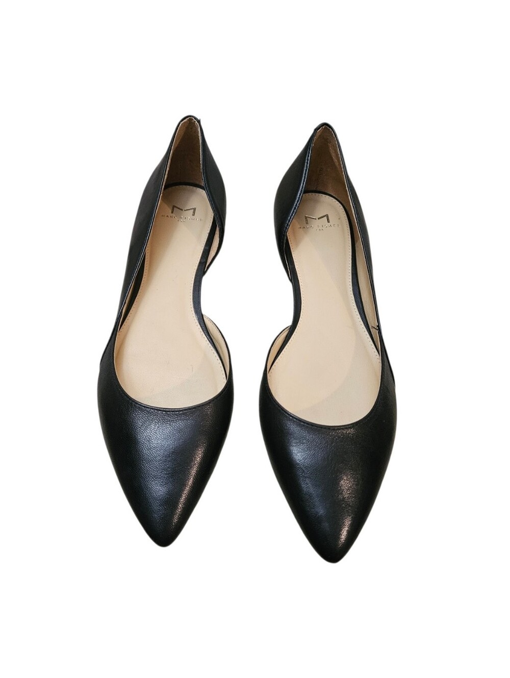 Marc Fisher LTD Sunny Half d' Orsay Flats Women 9.5 Black Leather Pointy Toe - Picture 3 of 11